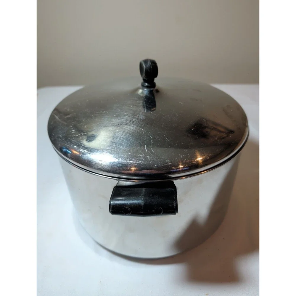 Farberware Stainless Steel Aluminum Clad 8 Quart Stock Pot With Lid Vintage USA